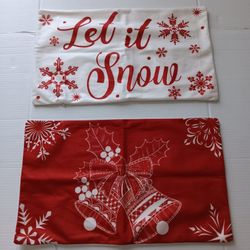 Christmas Couch Pillow Cases Decor and North Pole Cloth Banner 3pc Set