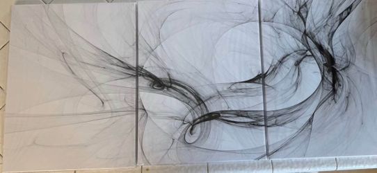 Black and White Abstract Painting Wall Art on Canvas Large 3 Pieces Modern Canvas Print Decor
