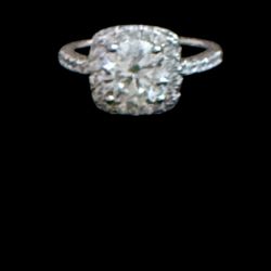 Square Cut Diamond Ring Size 7 14 Kt White Gold Ring 