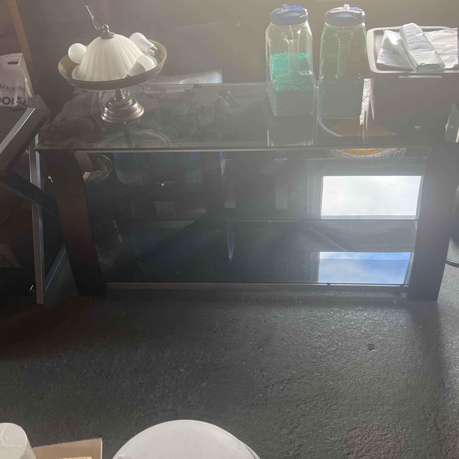 Tv Stand With Three Glass Shelves 