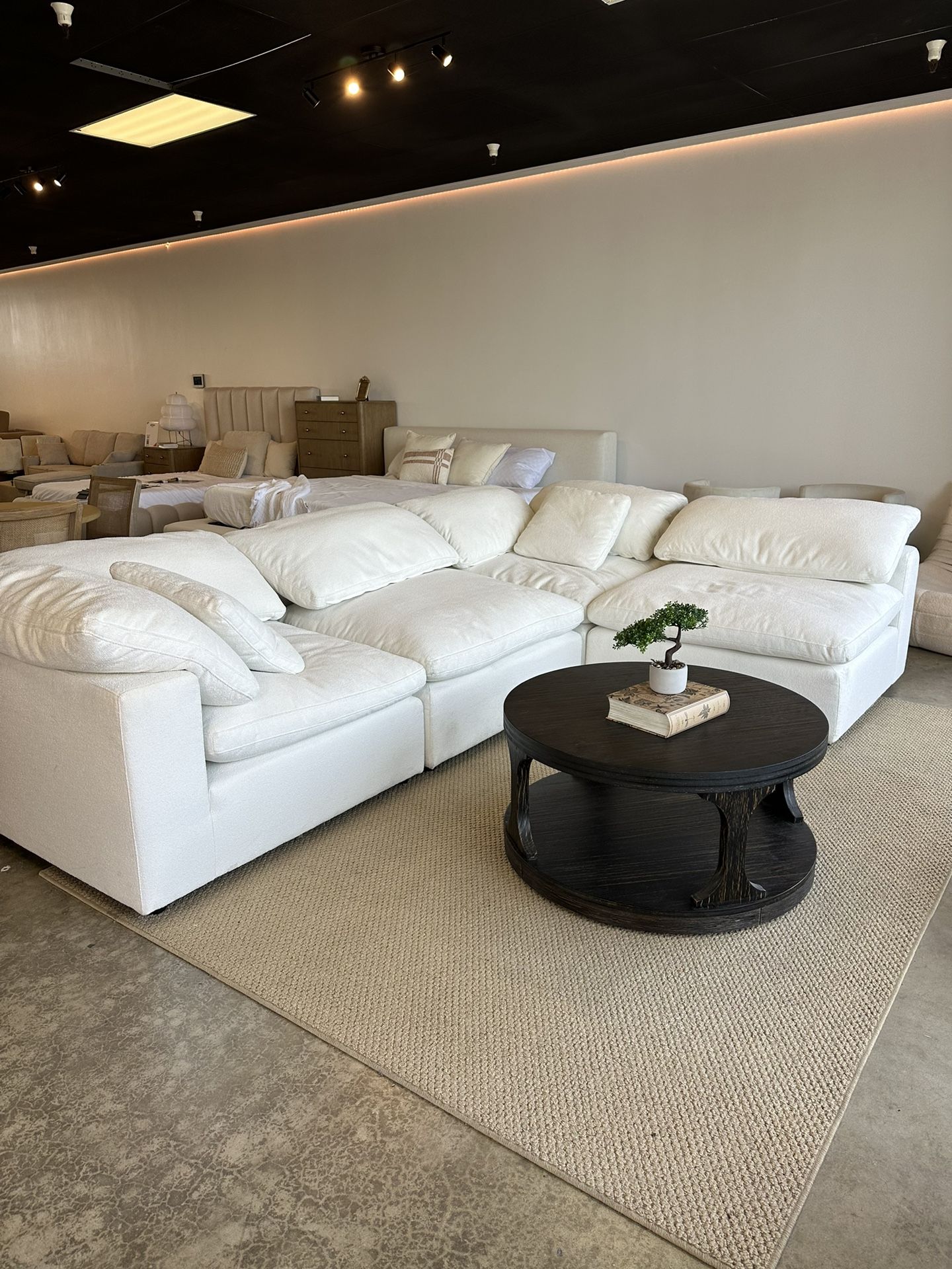Modular Style White Cloud Sofa Chaise Sectional With Performance Fabric — FREE Delivery