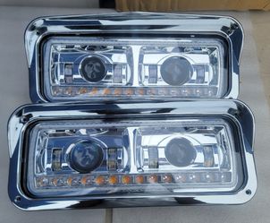 01-11 Freightliner 86-08 Peterbilt 81-19 Kenworth W900 81-19 Western Star LED DRL Projector Headlights Luces Calaveras Micas Faros Focos Faroles