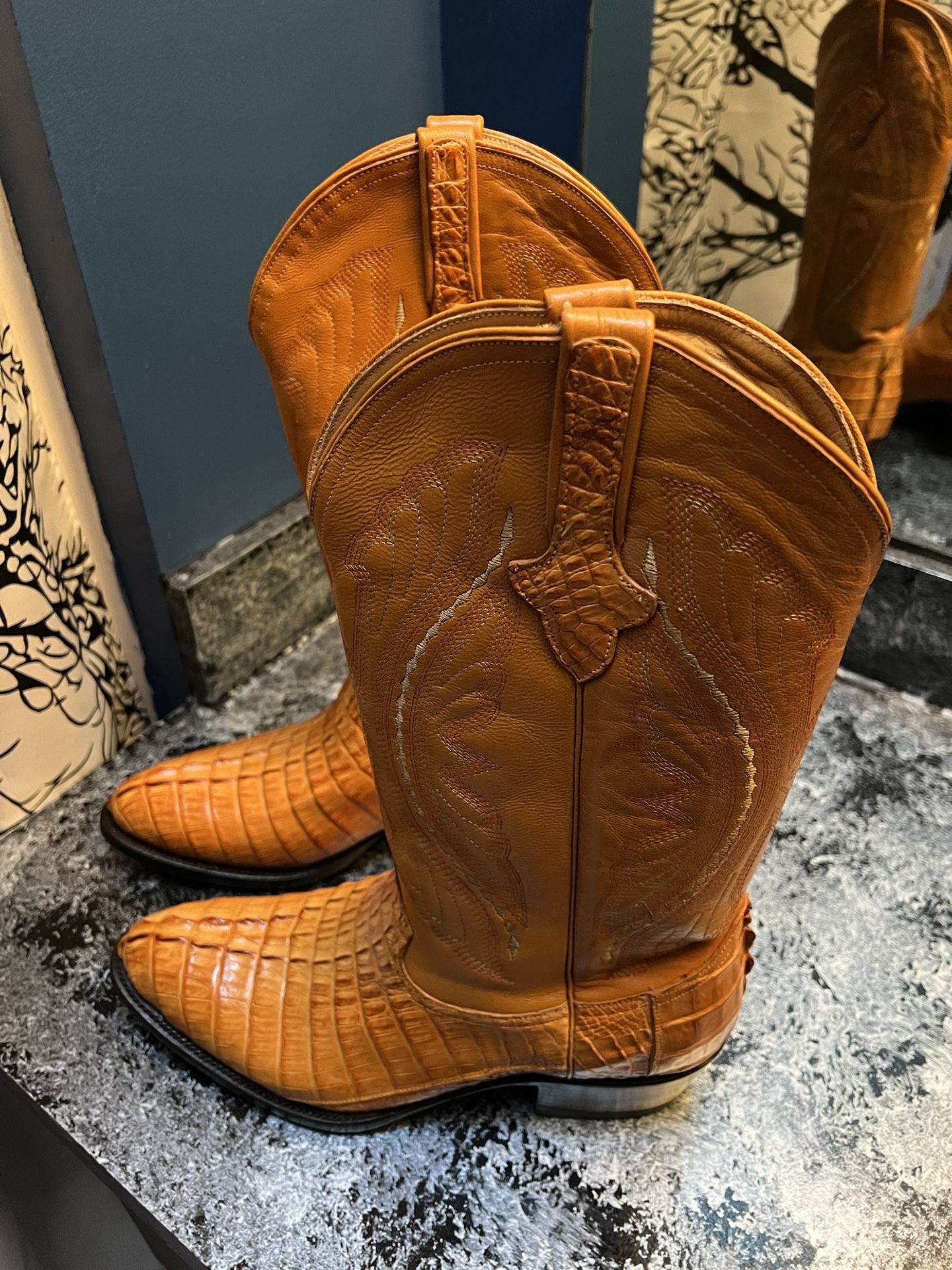 Ferrini Men's Buttercup Caiman Tail J Toe Cowboy Boots NIB Size 11 EE