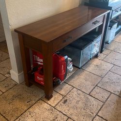 Brown Wood Stand w/ Drawer