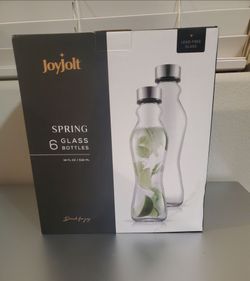 NEW JoyJolt Spring 18 oz Glass Water Bottles with Stainless Steel Lids THREE Pack