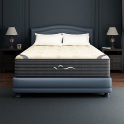 New King Size Hybrid Mattress,14 Inch Double Sided with Cooling Gel Memory Foam and Pocket Spring Mattress in a Box, Motion Isolation & Pressure Relie
