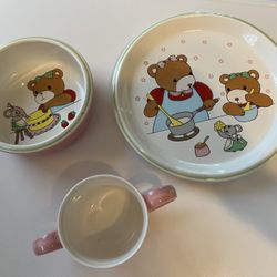 Vintage Mikasa Little Chef 3 Piece Dishware set for kids/baby
