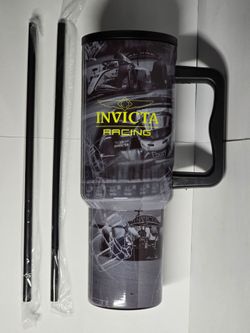 Invicta Racing Insulated Stainless-Steel Tumbler 40oz Black Yellow (IG0309-RGRY)