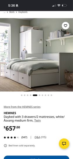 IKEA HEMNES Daybed with 3 Drawers + 2 Mattresses – Excellent Condition
