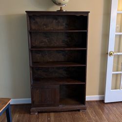 Wooden Book Shelf w’ Cabinet