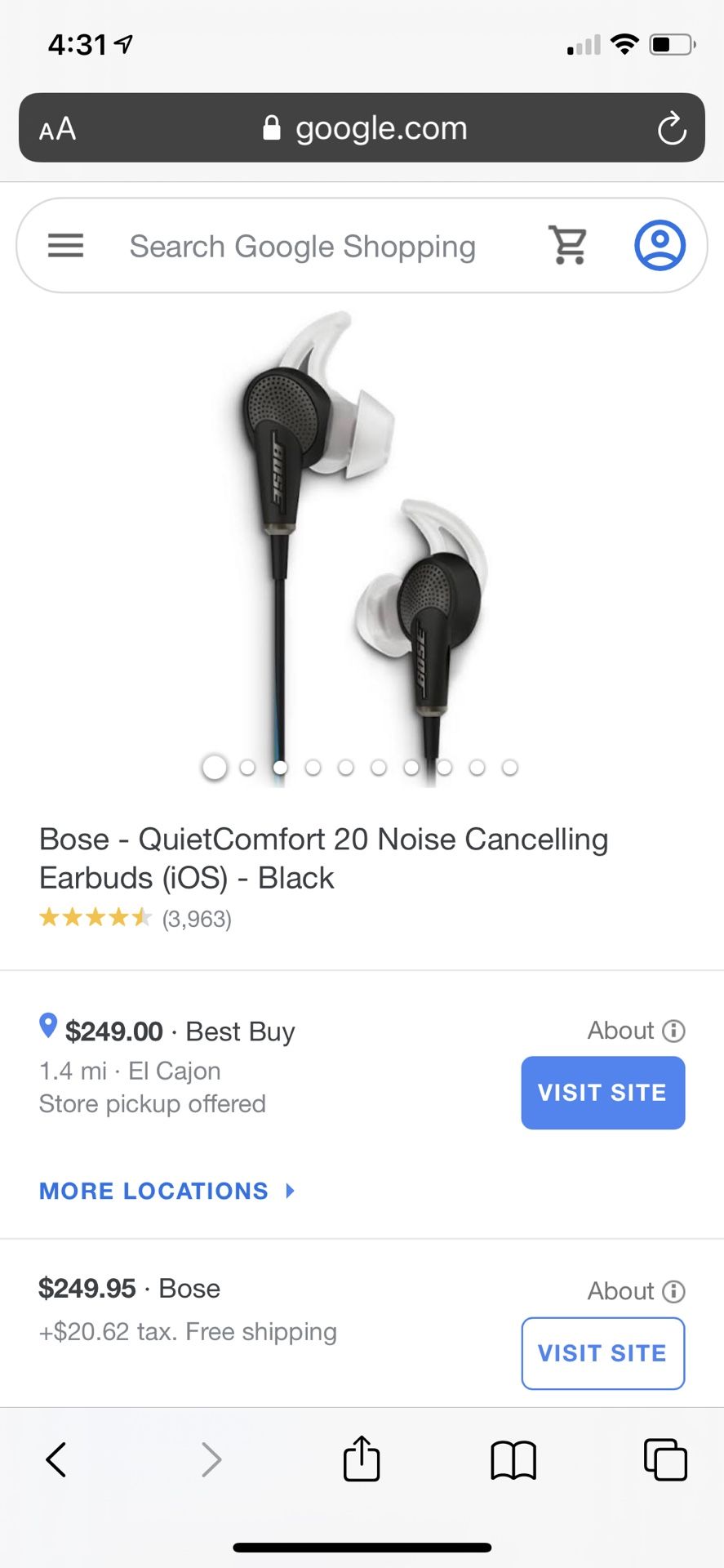 Bose QuietComfort 20 Headphones (Acoustic Noise Cancelling)