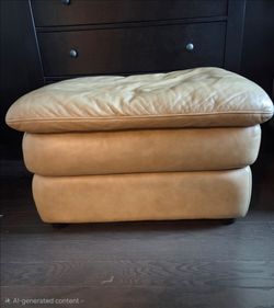 FREE: Tan Faux-Leather Ottoman / Footstool