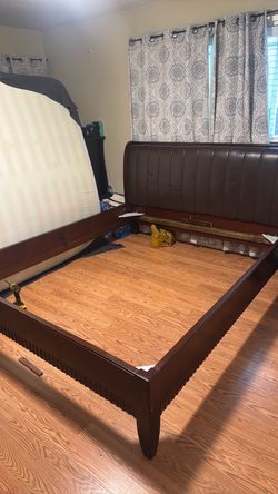 King Size Sleigh Bed Frame with Upholstered Headboard