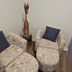 Accent Chairs Ottoman With Side Table