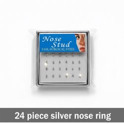 24-Piece Set Multi-Color Nose Studs L-Shape Crystal Rhinestone Piercing Jewelry Lot