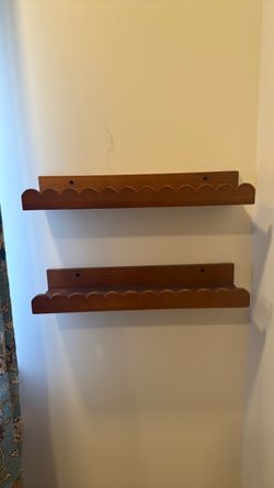 16.”5 wide dark brown scalloped shelves