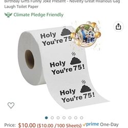 75th Birthday Decorations For Men Women - Toilet Paper 75 Birthday Gifts Funny Joke Present - Novelty Great Hilarious Gag Laugh Toilet Paper