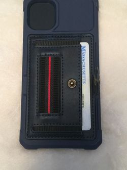 iPhone 11 Case Faux Leather w/Pocket For Credit Cards &ID