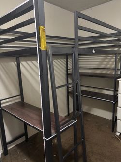 Kids twin size metal loft bed