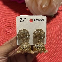 New | Indian Gold Champagne Mini Jhumka Earrings