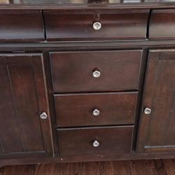 Dark Brown Wood Buffet Cabinet