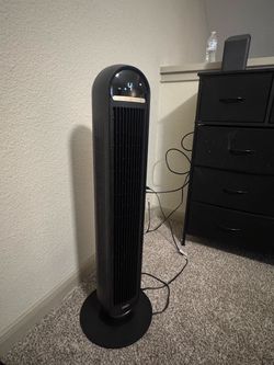 Black Tower Fan with Digital Display