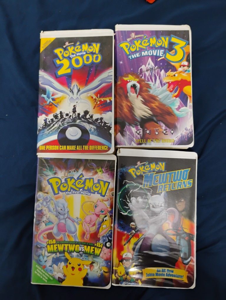 Lot Of 4 VHS Tapes Of Pokemon The Movie/Mewtwo