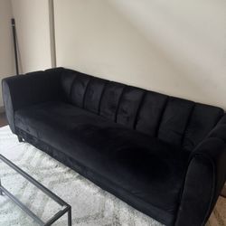 83.2” Black Velvet Sofa  