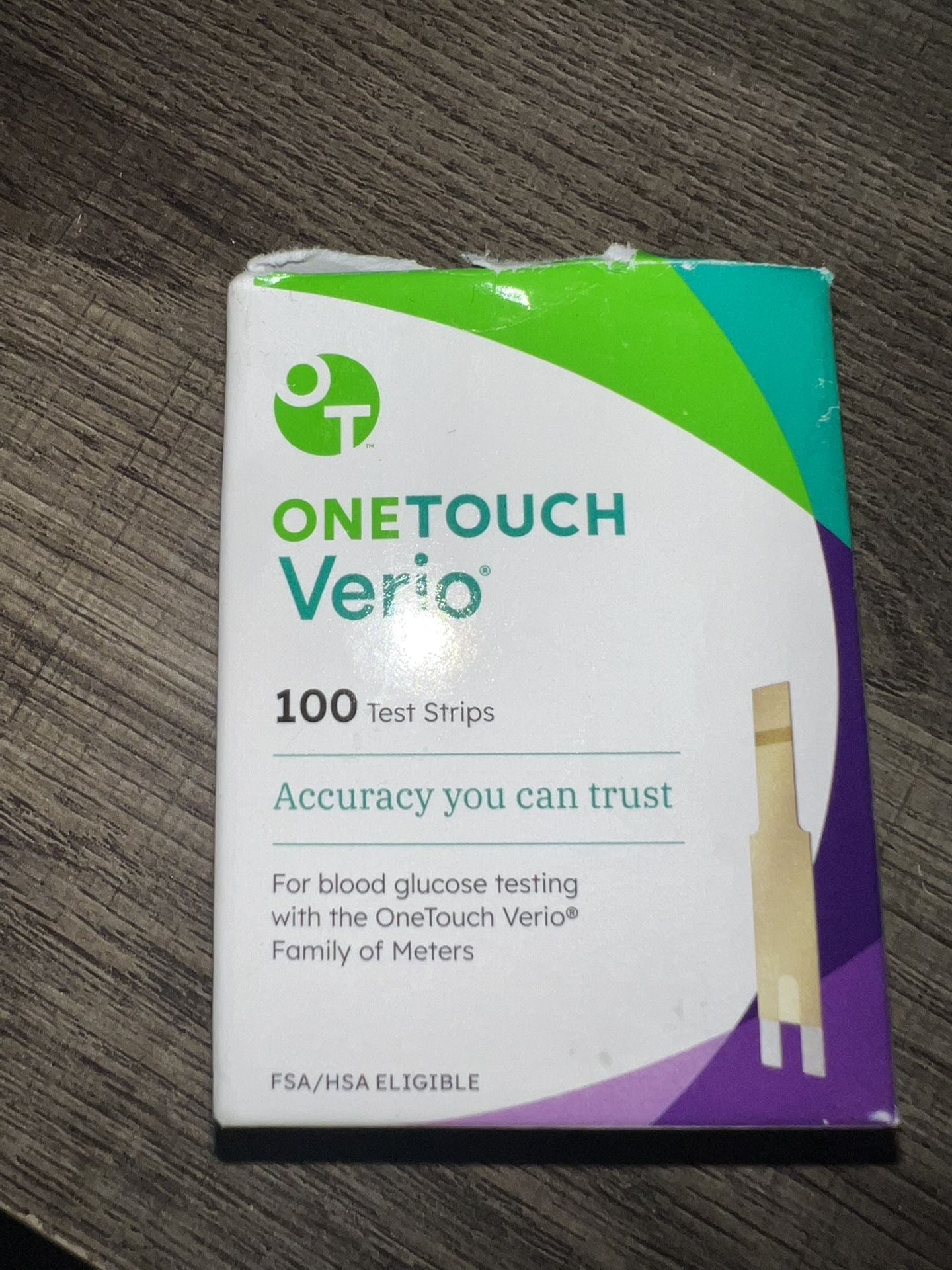 One Touch Verio Test Strips – 100ct (Sealed Vials, Torn Box)