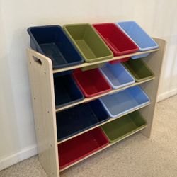 Toy Storage Organizer With Removable Bins 
