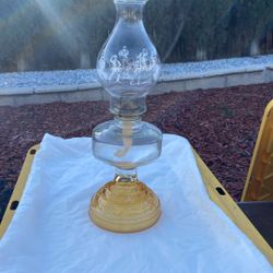 Vintage Oil Lamp w/etched Dancers On Globe