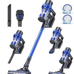 FirstLove Cordless Vacuum Cleaner - High Suction Stick with Up to 45 Mins Runtime, Removable Rechargeable Battery, 6 in 1 Lightweight for Carpet and H