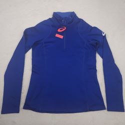 ASICS Women's Zip Thermopolis Winter 1/2 Zip Blue Pullover Sweater Size Small