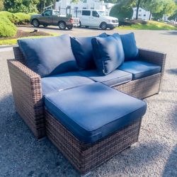 Outdoor Rattan Wicker Patio Sectional with Cushions by Ovios Home