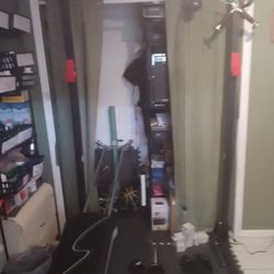 Weight Station Tower, Olympic Bars, Weights, Bumper Plates, Squat Rack, Step Platform, Total Gym, Adjustable Bench