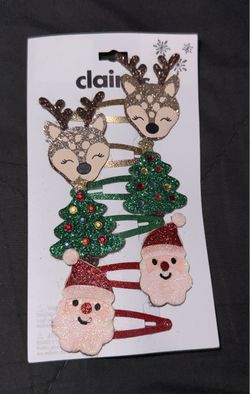 Claire's Christmas Holiday Hair Clips Set