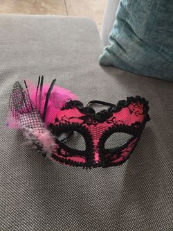 Pink and Black Lace Masquerade Mask