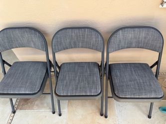 6 Fabric Padded Metal Folding Chairs in Light grey - Maxchief