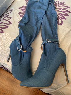 Thigh high jean boot size 11
