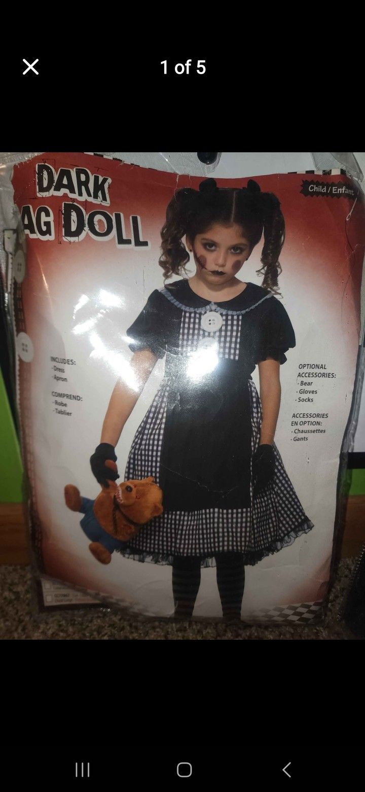 Dark Rag Doll Costume Size Medium 8-10