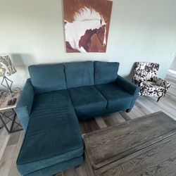 Teal Couch With Chaise