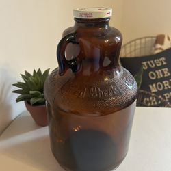 Antique Red Cheek Glass Bottle- Collectible Jug- Brown Glass- Large Size