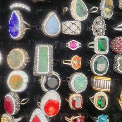 Geodes .925 Silver Rings W/Swarovski  Crystals