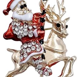 🔥Brand new🔥 Christmas Brooch Pins, Rhinestone Crystal Enamel Christmas Jewelry Gift for Women Girls