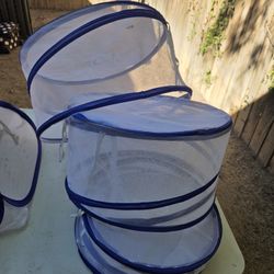 Kitchen Details 7 -Pack White Blue Mesh Round And Rectangular Food cover