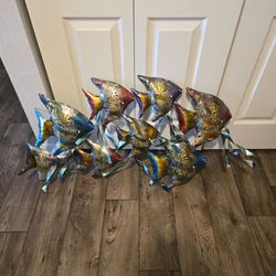 Large Tropical Metal Fish Wall Art Sculpture Coastal Nautical Decor 46"