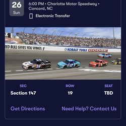 2 Tickets For NASCAR Coca Cola Series 2024 May 26th