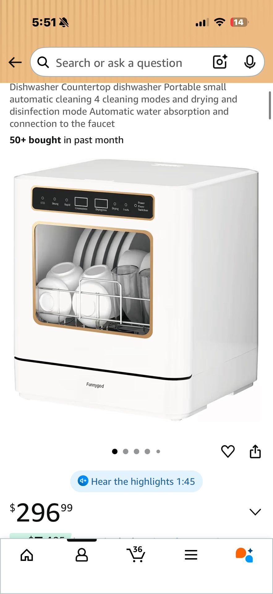 🔥 Brand New Funnygod Countertop Dishwasher – Never Used