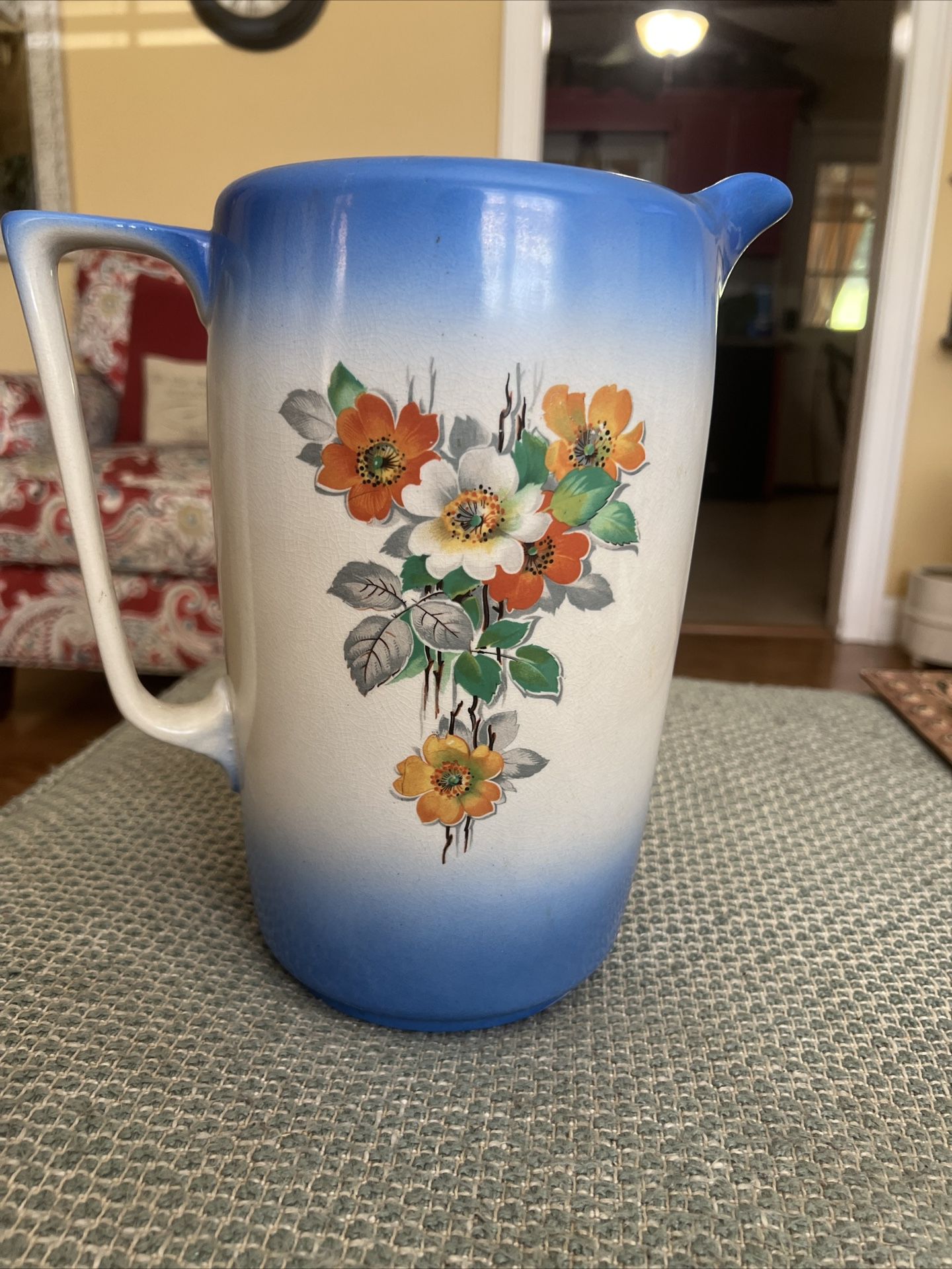 11x10 Floral~ Milk/ Water Pitcher~ Vintage USA