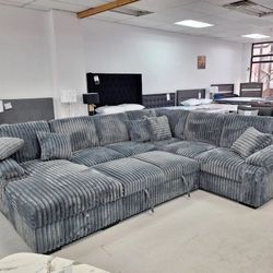 Brand New Super Plush Comfy Corduroy Pullout Sectional 